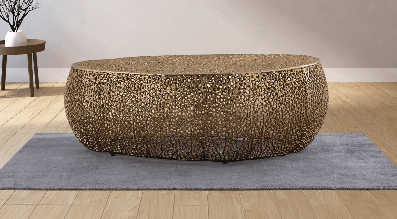 50- Oval Gold — Coffee Table | Gateway Furniture