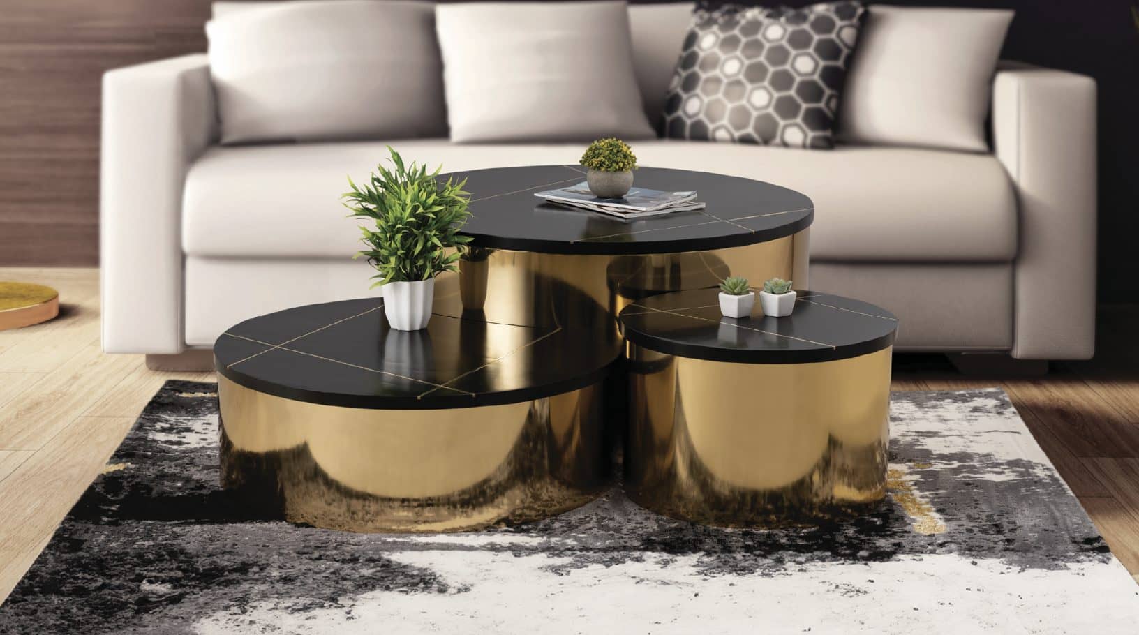 Coffee End Table Gold — Coffee Table | Gateway Furniture