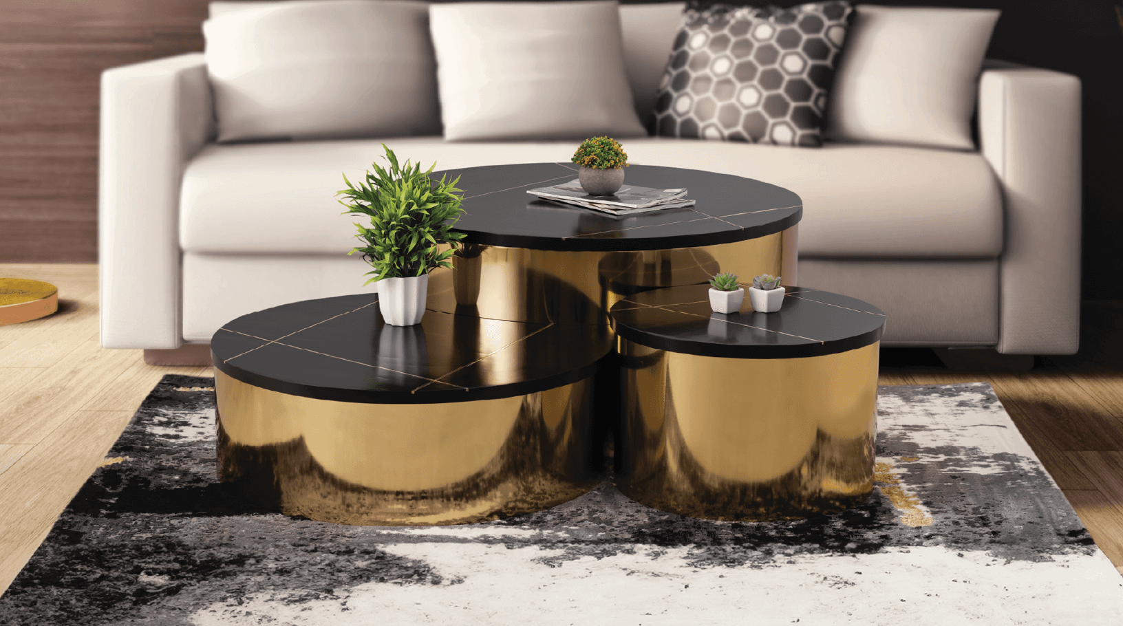 Coffee End Table Gold — Coffee Table | Gateway Furniture