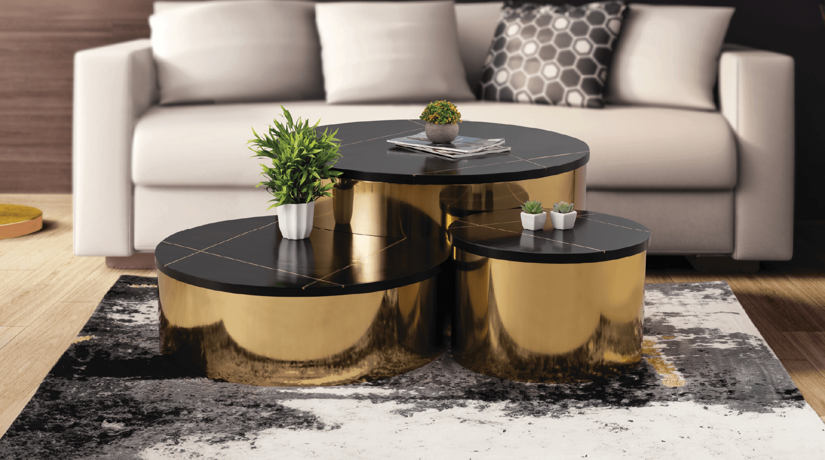 Coffee End Table Gold — Coffee Table | Gateway Furniture