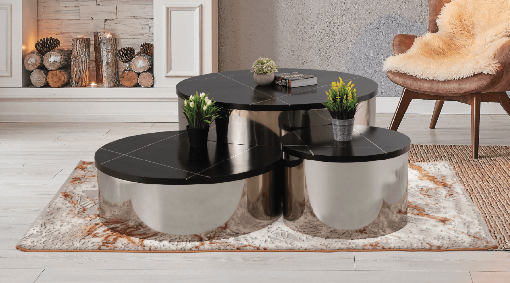 Coffee End Table Silver — Coffee Table | Gateway Furniture