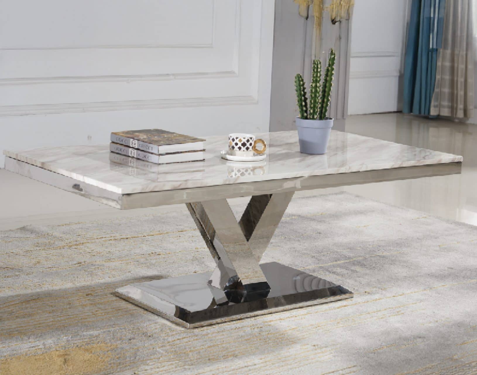 Maya chrome coffee table at Gateway Furniture Edmonton