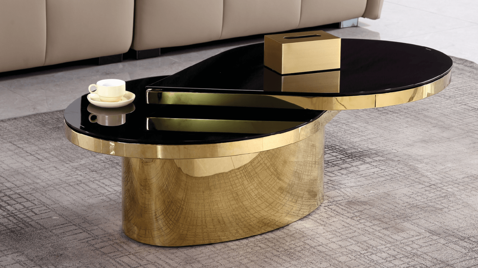 Willy Glass Gold — Coffee Table | Gateway Furniture