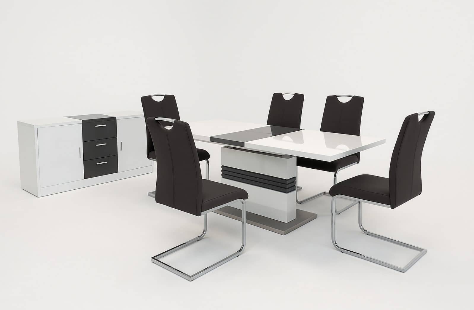 Maxwell & Axis Grey Dining Set (c) — Dining Table | Gateway Furniture