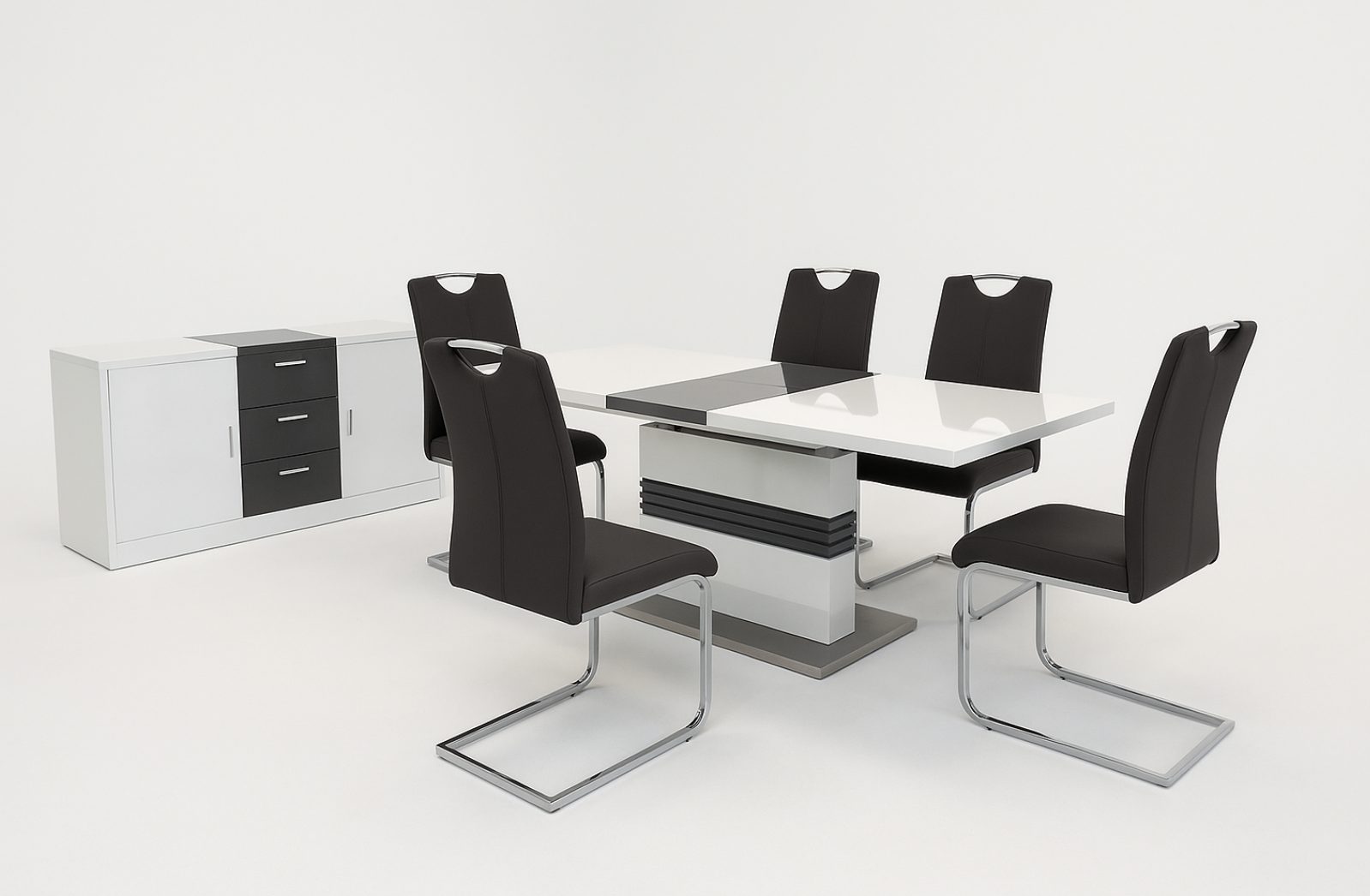 Maxwell & Axis Grey Dining Set (c) — Dining Table | Gateway Furniture