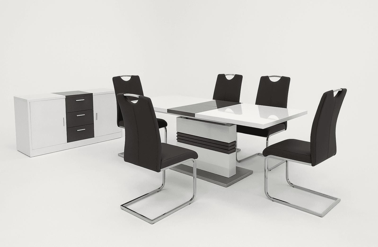 Maxwell & Axis Grey Dining Set (c) — Dining Table | Gateway Furniture