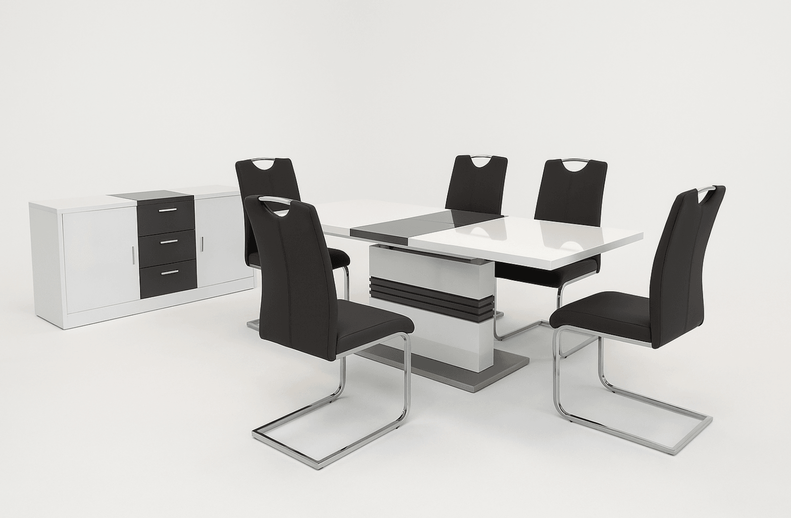Maxwell & Axis Grey Dining Set (c) — Dining Table | Gateway Furniture