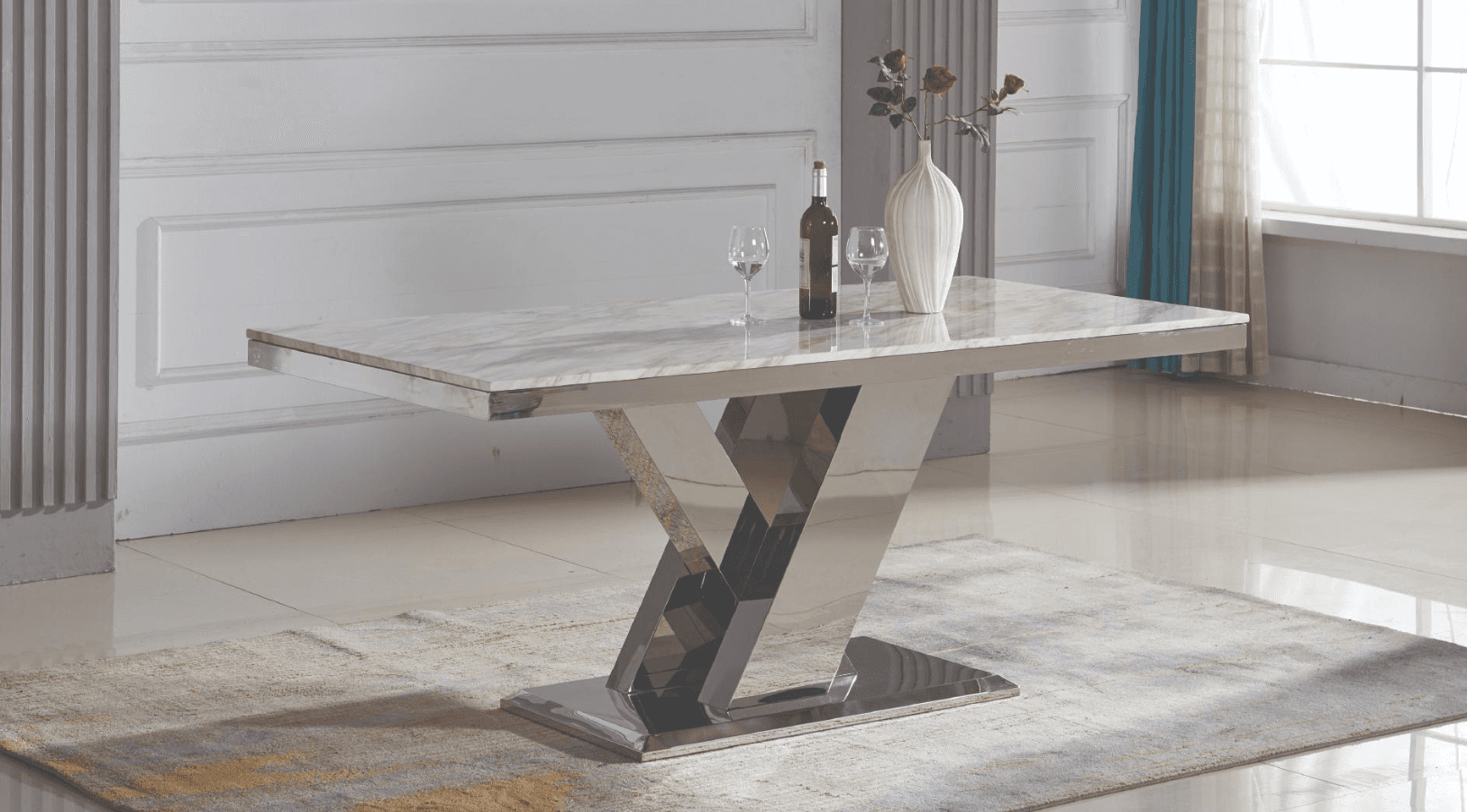 Maya Chrome - D146ot — Dining Table | Gateway Furniture