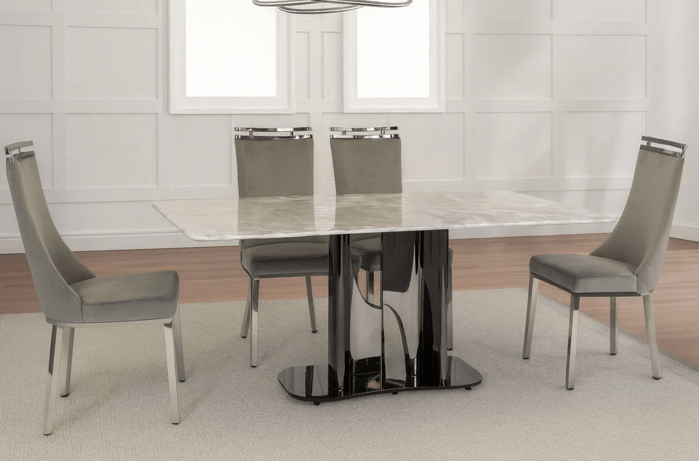 Osaka & Capri Black-nickel Luxe Dining Set (c) — Dining Table | Gateway Furniture