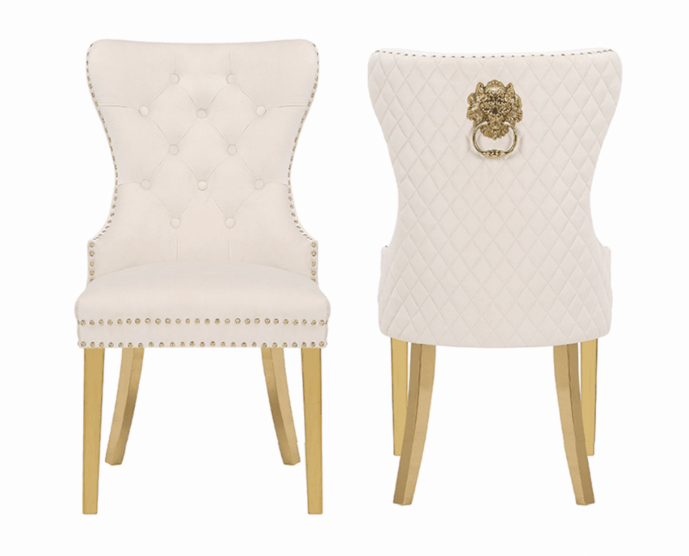 Simba Gold Legs - Beige — Dining Chair | Gateway Furniture