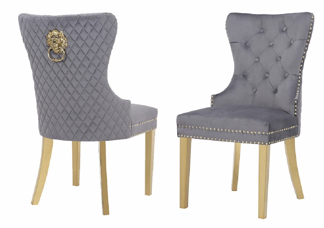 Simba Gold Legs - Dark Grey — Dining Chair | Gateway Furniture