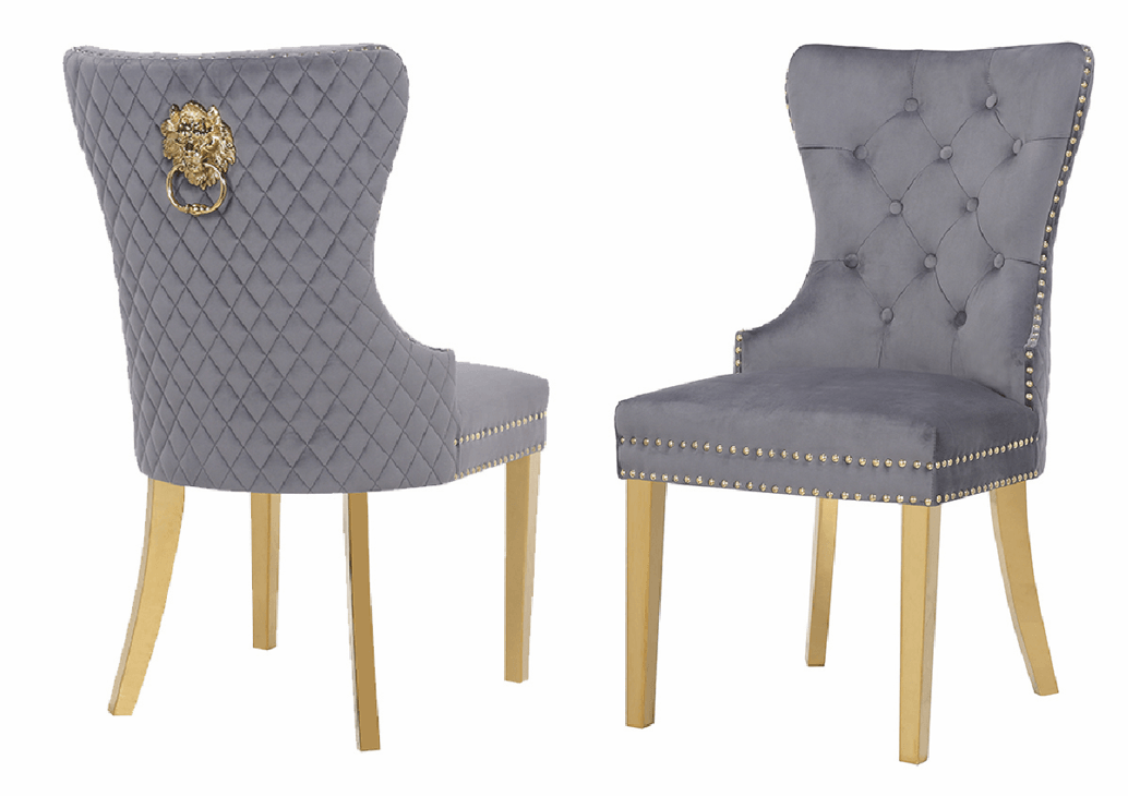 Simba Gold Legs - Dark Grey — Dining Chair | Gateway Furniture