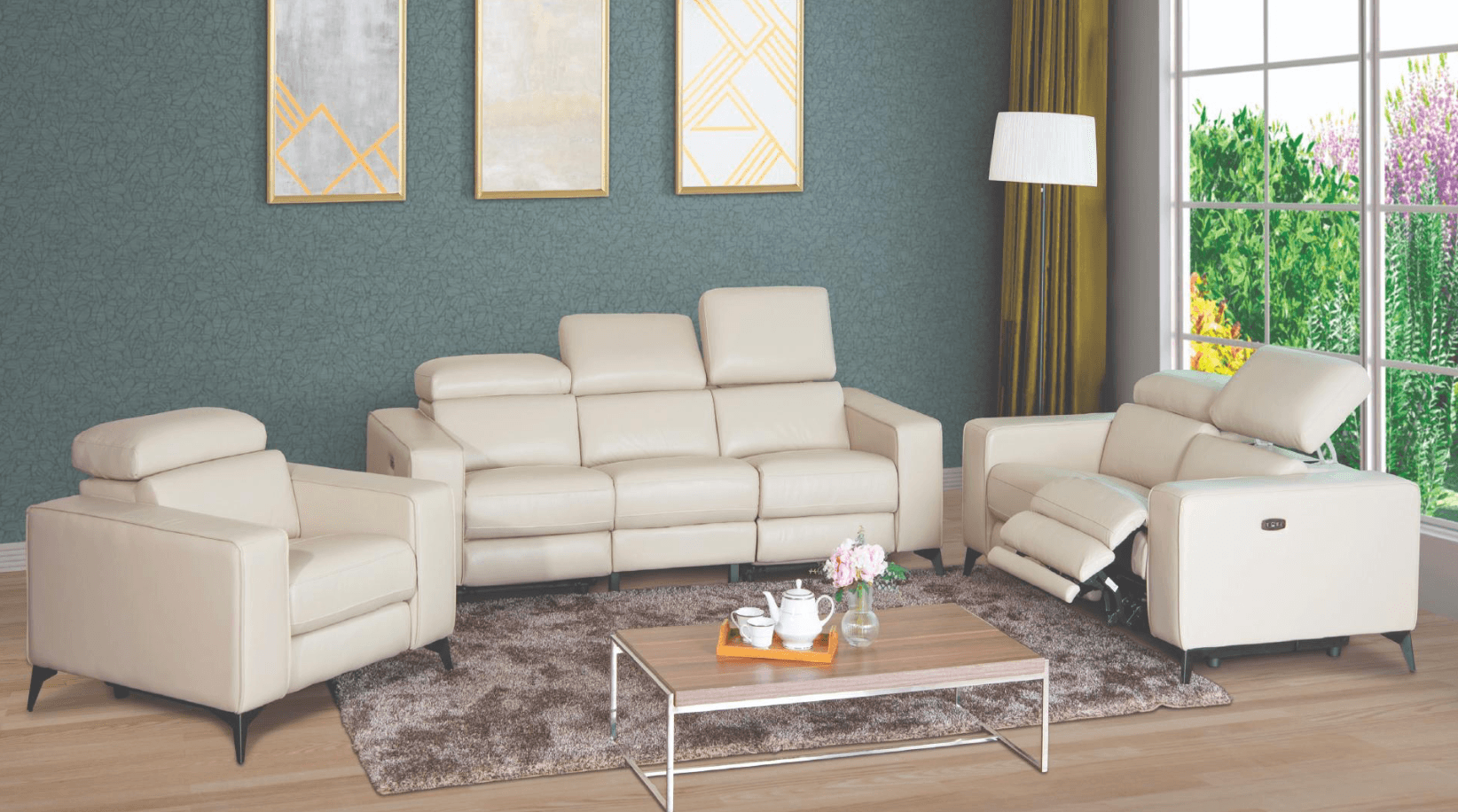 Amiya Beige — Recliner Sofa | Gateway Furniture