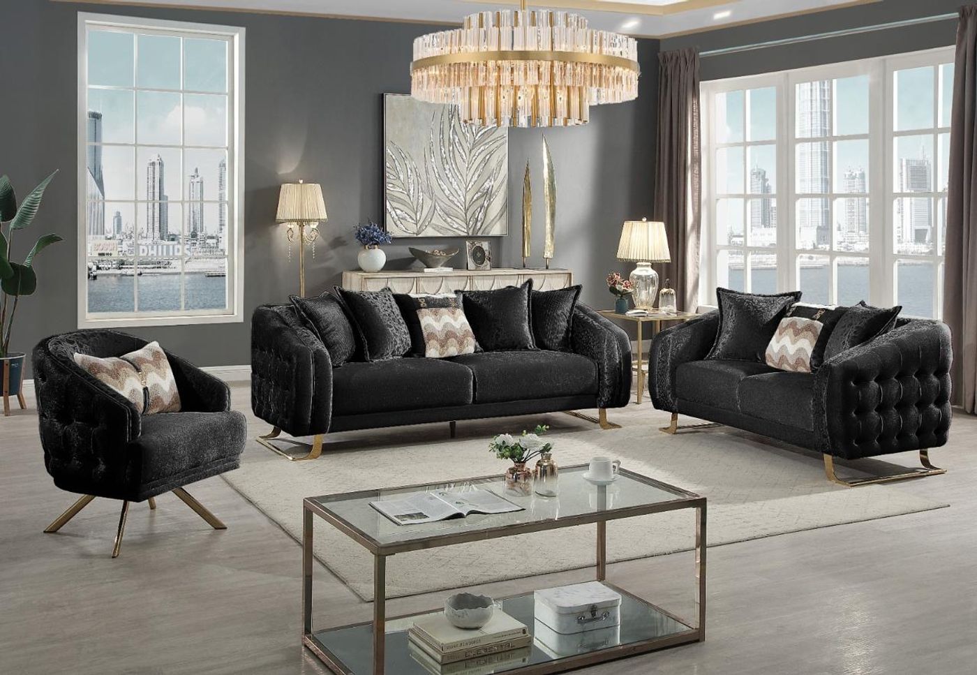 Claudia Velvet Sofa velvet sofa set at Gateway Furniture Store, Edmonton