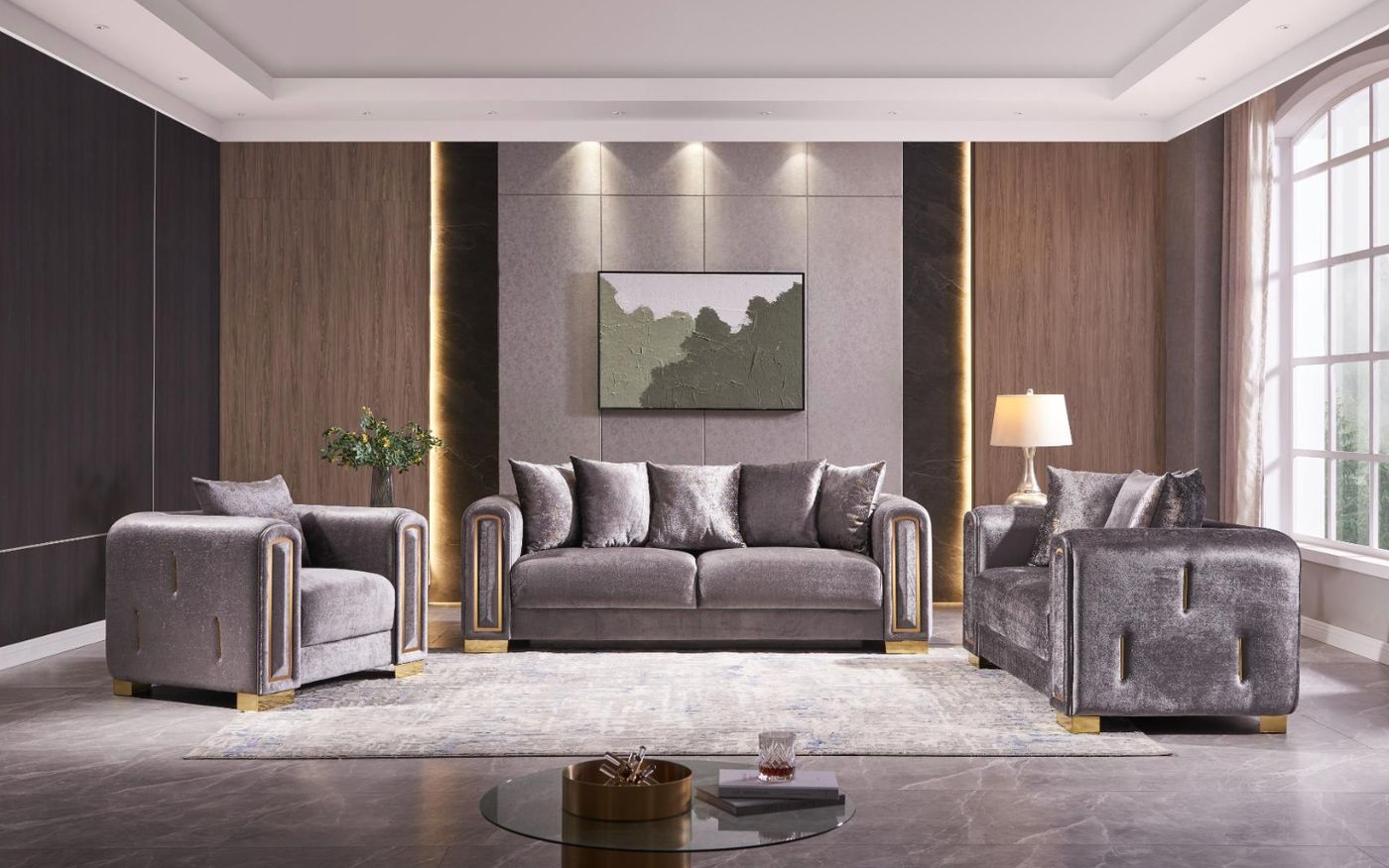 Impreza Velvet Sofa velvet sofa set at Gateway Furniture Store, Edmonton