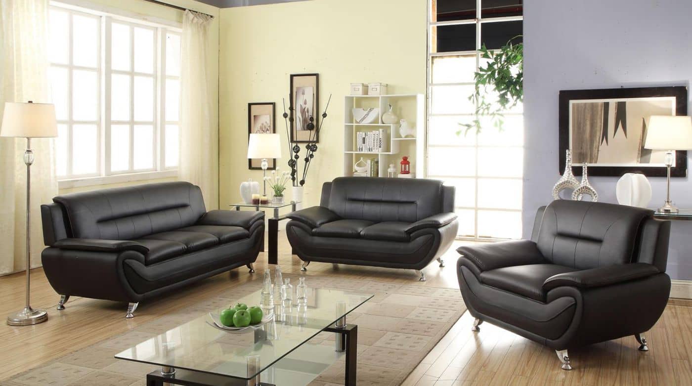 Spruce Velvet Sofa - Black velvet sofa set at Gateway Furniture Store, Edmonton