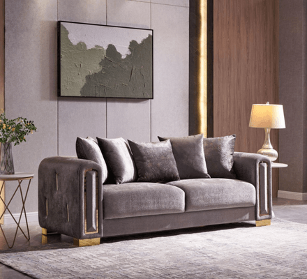 Impreza Sofa in Grey on display at Gateway Furniture Store, Edmonton