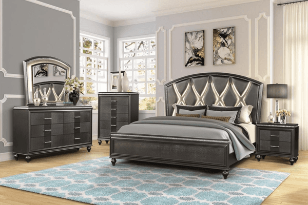 Ginger Bedroom in Gun-Metal on display at Gateway Furniture Store, Edmonton