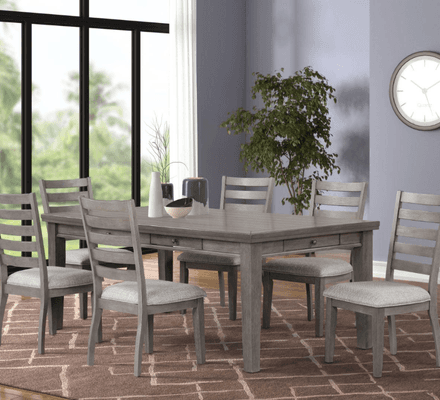 Lilly Dining Room in Gray on display at Gateway Furniture Store, Edmonton