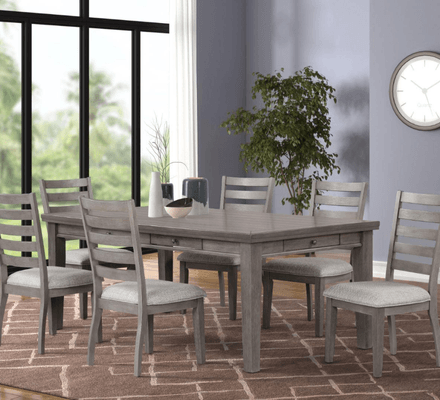 Lilly Dining Room in Gray on display at Gateway Furniture Store, Edmonton