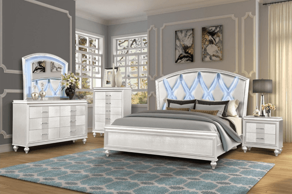 Ginger Bedroom in White on display at Gateway Furniture Store, Edmonton