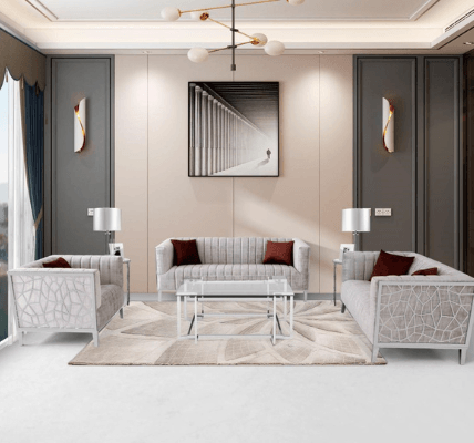 Ariel Living Room in Silver on display at Gateway Furniture Store, Edmonton