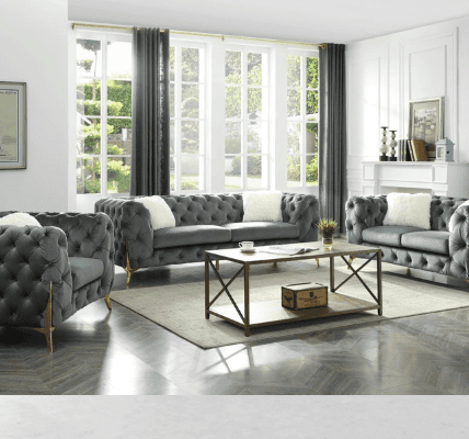 Moderno Living Room in Gray on display at Gateway Furniture Store, Edmonton