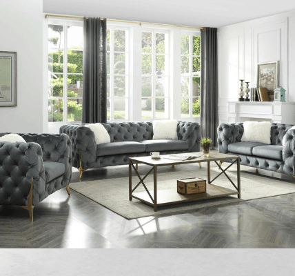 Moderno Living Room in Gray on display at Gateway Furniture Store, Edmonton