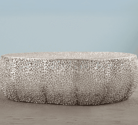 Coffee Table in Silver on display at Gateway Furniture Store, Edmonton