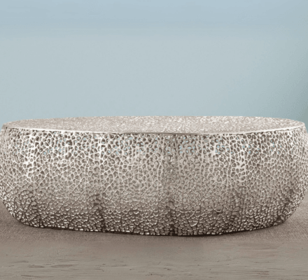 Coffee Table in Silver on display at Gateway Furniture Store, Edmonton
