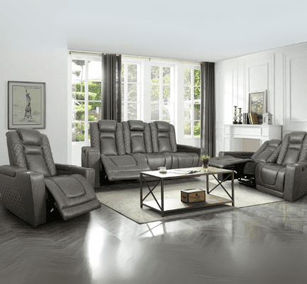 Inox Living Room Set in Gray on display at Gateway Furniture Store, Edmonton