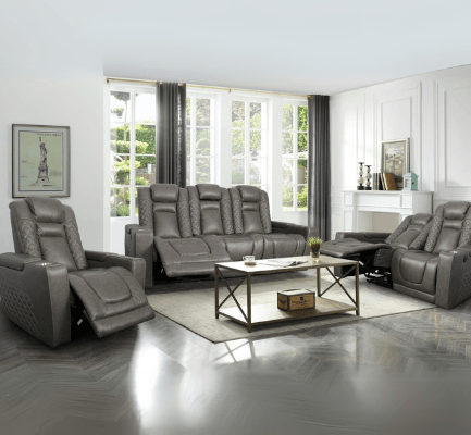 Inox Living Room Set in Gray on display at Gateway Furniture Store, Edmonton