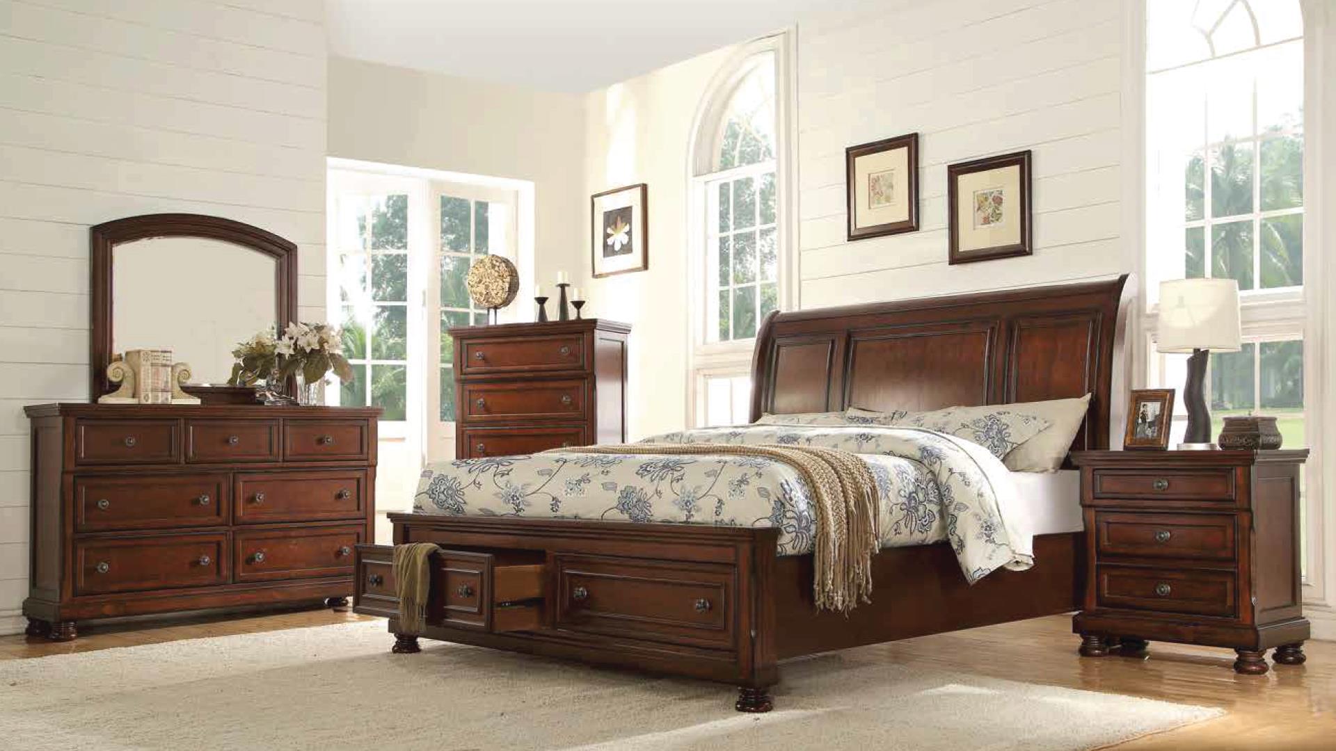 Baltimore Bedroom in Walnut on display at Gateway Furniture Store, Edmonton