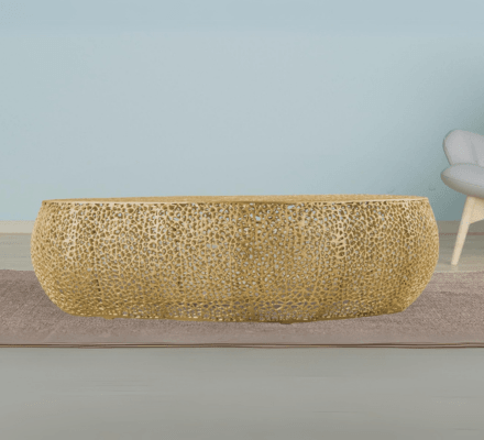 Coffee Table in Gold on display at Gateway Furniture Store, Edmonton