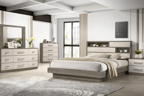 Gem Bedroom Set in Gray on display at Gateway Furniture Store, Edmonton